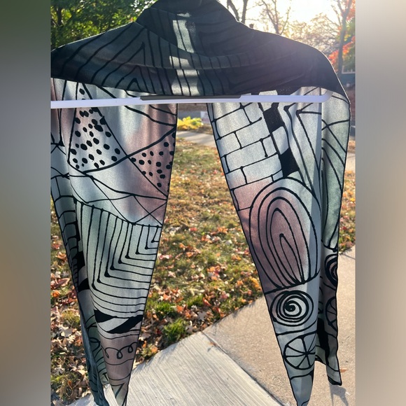 🎭Hand Painted Reversible Art Silk/Rayon-Velvet Oblong Scarf—Lisa Kiss New York - Picture 3 of 17